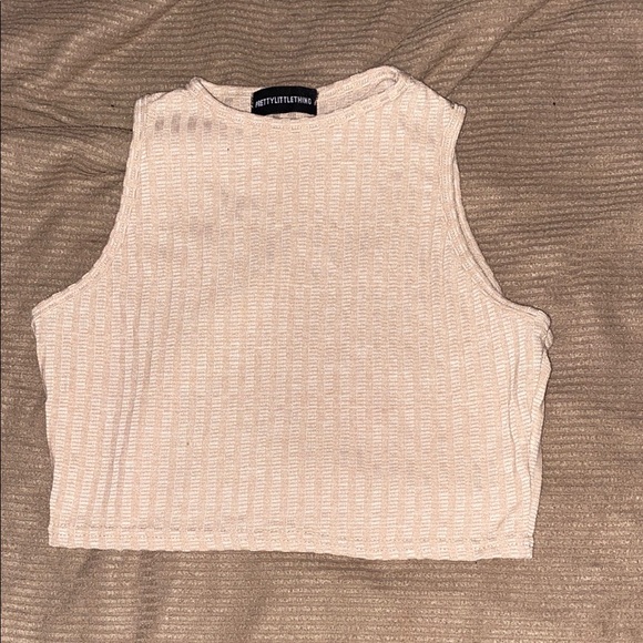 PrettyLittleThing Tops - PrettyLittleThing Cream Ribbed Sleeveless Tank